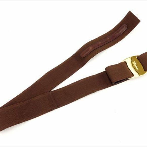 Salvatore Ferragamo belt Vera Brown Nylon Woman Authentic Used Q496